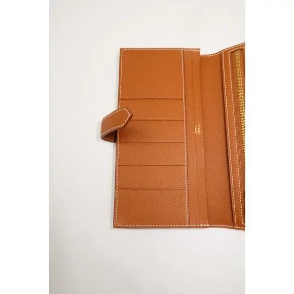 Hermès Bearn Souffle Gusseted Brown Leather Wallet - Picture 6 of 7